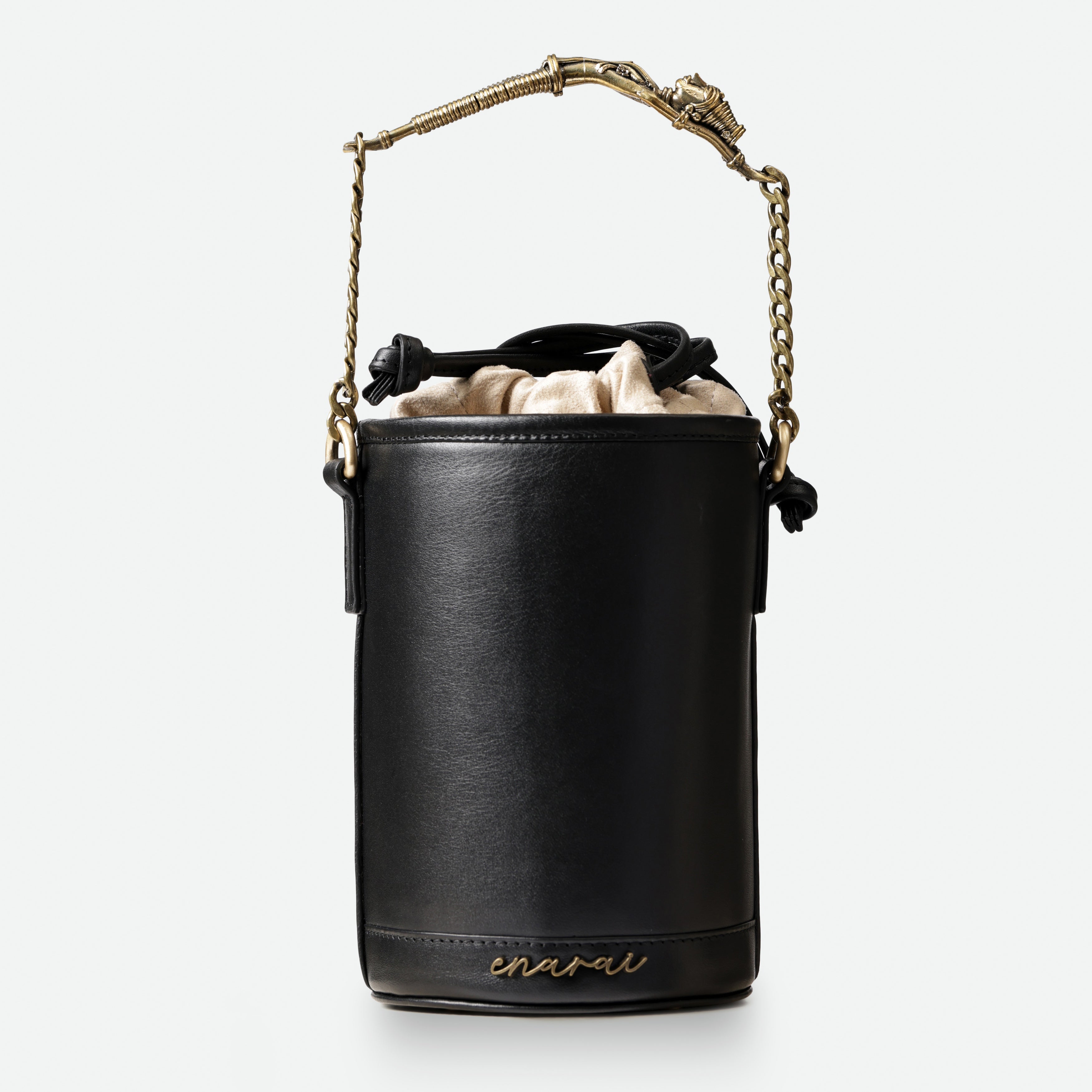 Handcrafted Dokra Leather Bucket Bag – Unique & Sustainable Design