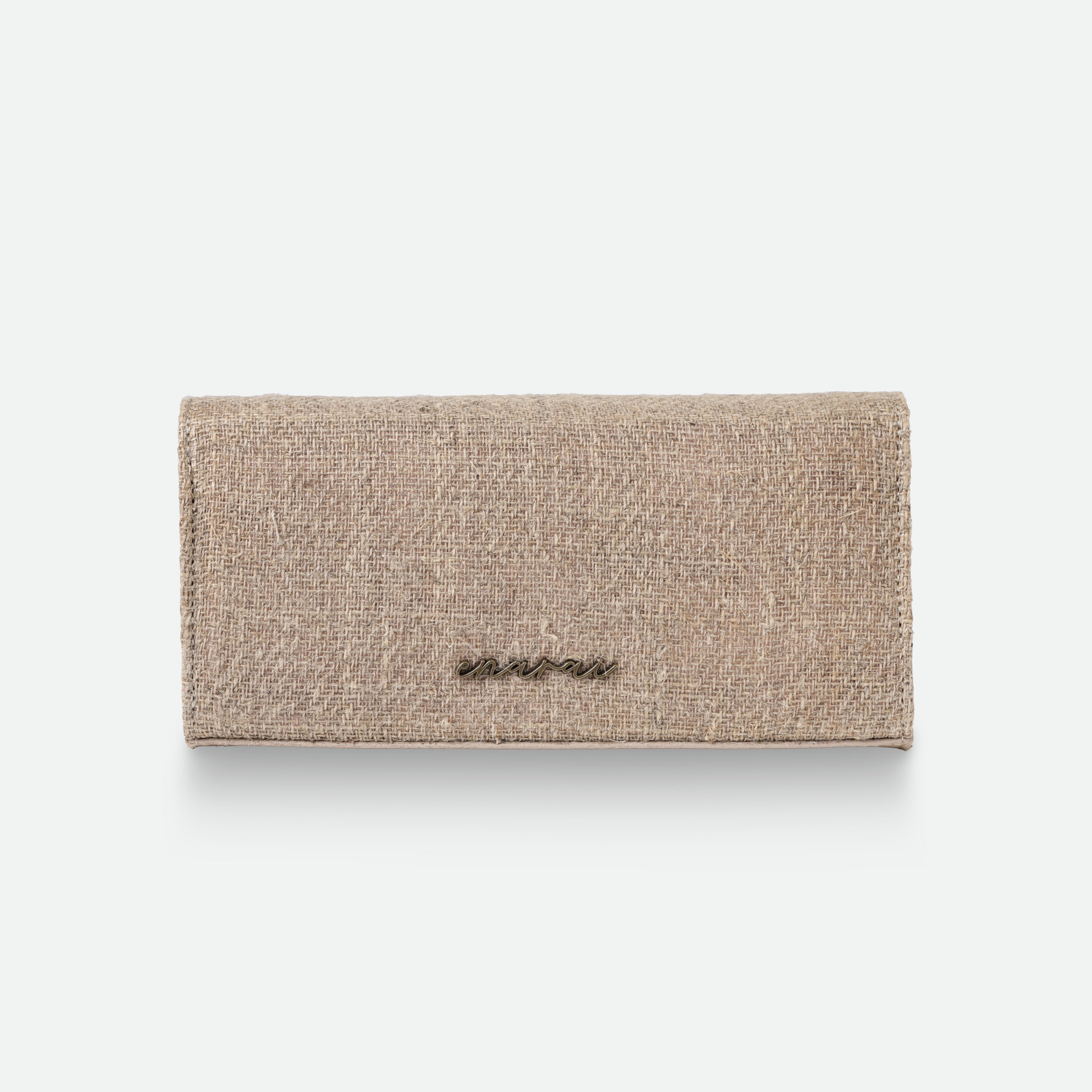 Handwoven Hemp Clutch Bag with Dokra Handle – Sustainable Artisan Craft