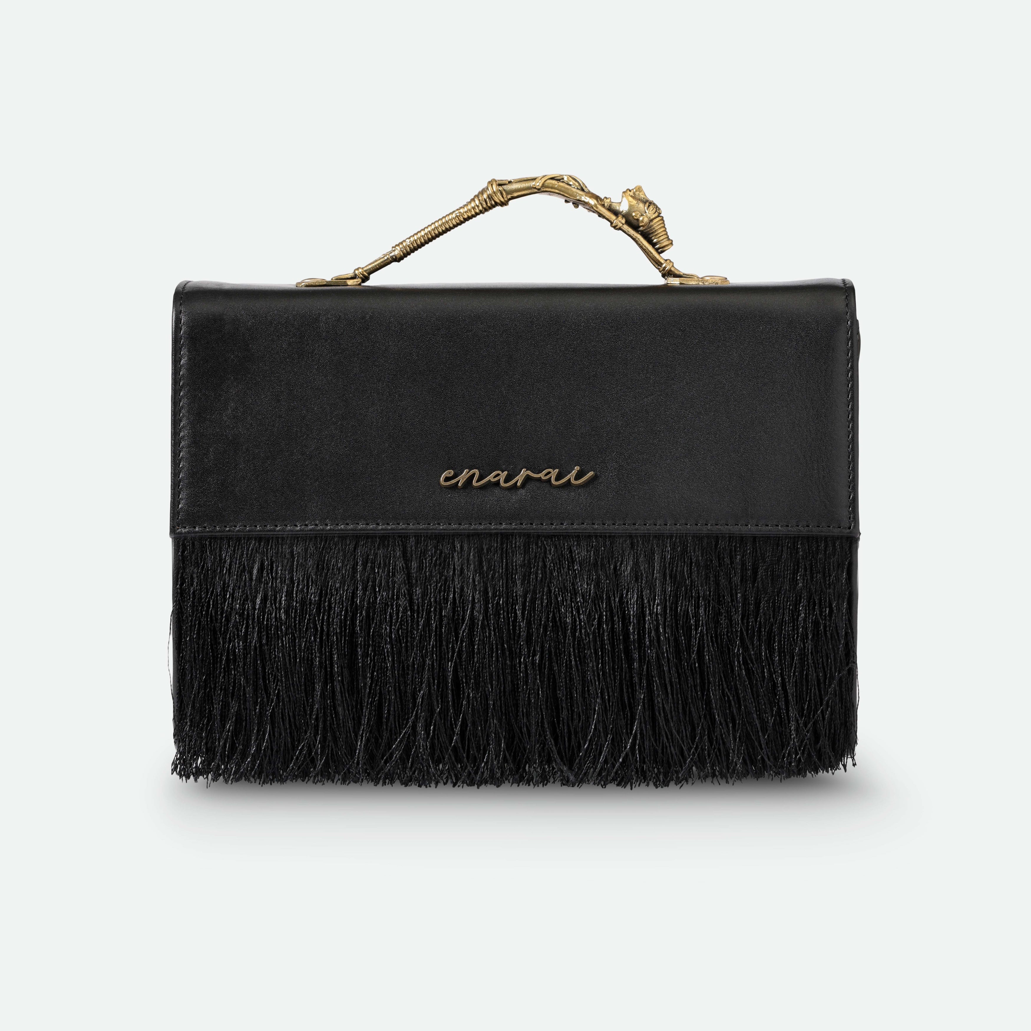 Handcrafted Leather Top Handle Bag with Dokra Detailing – Artisan Luxury