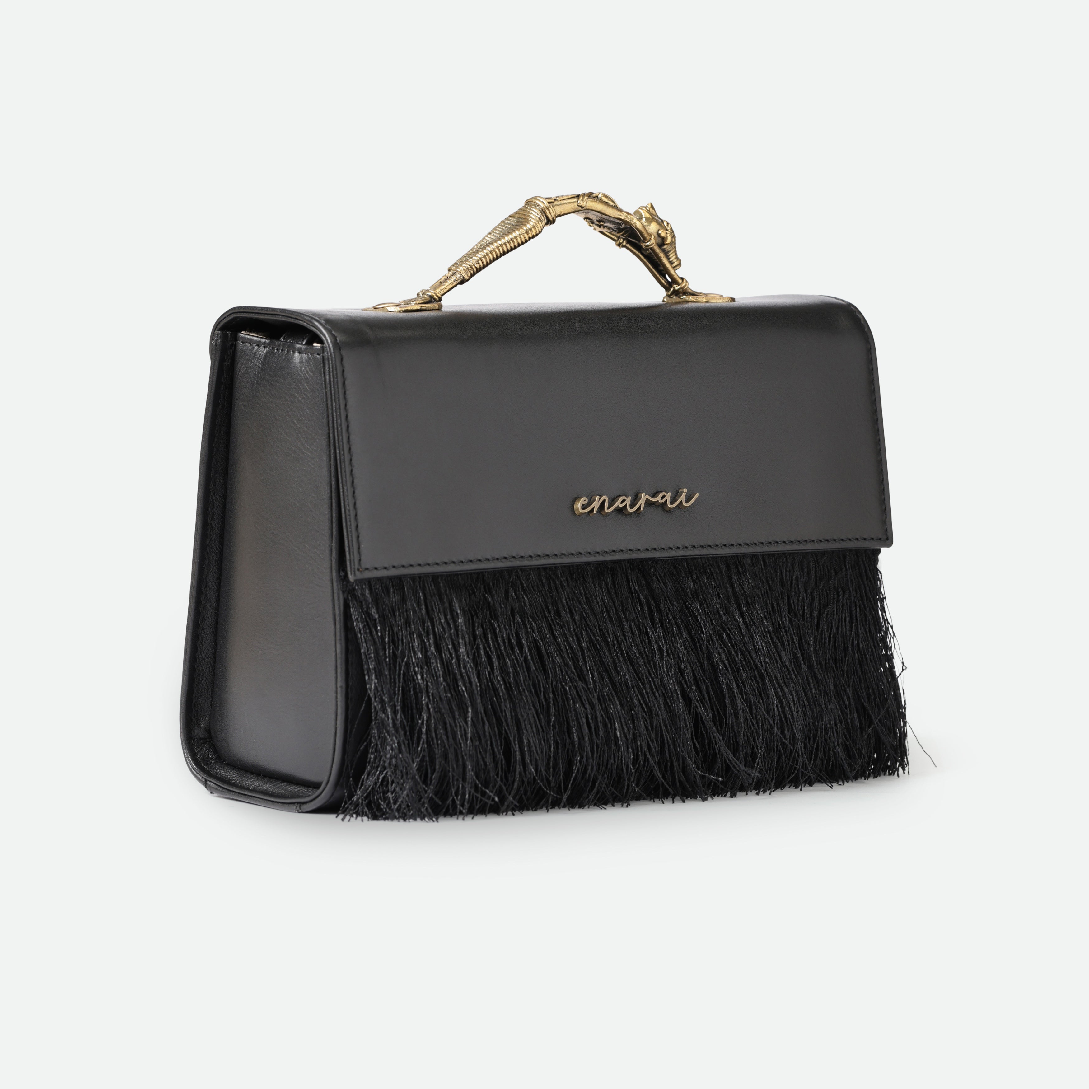 Handcrafted Leather Top Handle Bag with Dokra Detailing – Artisan Luxury