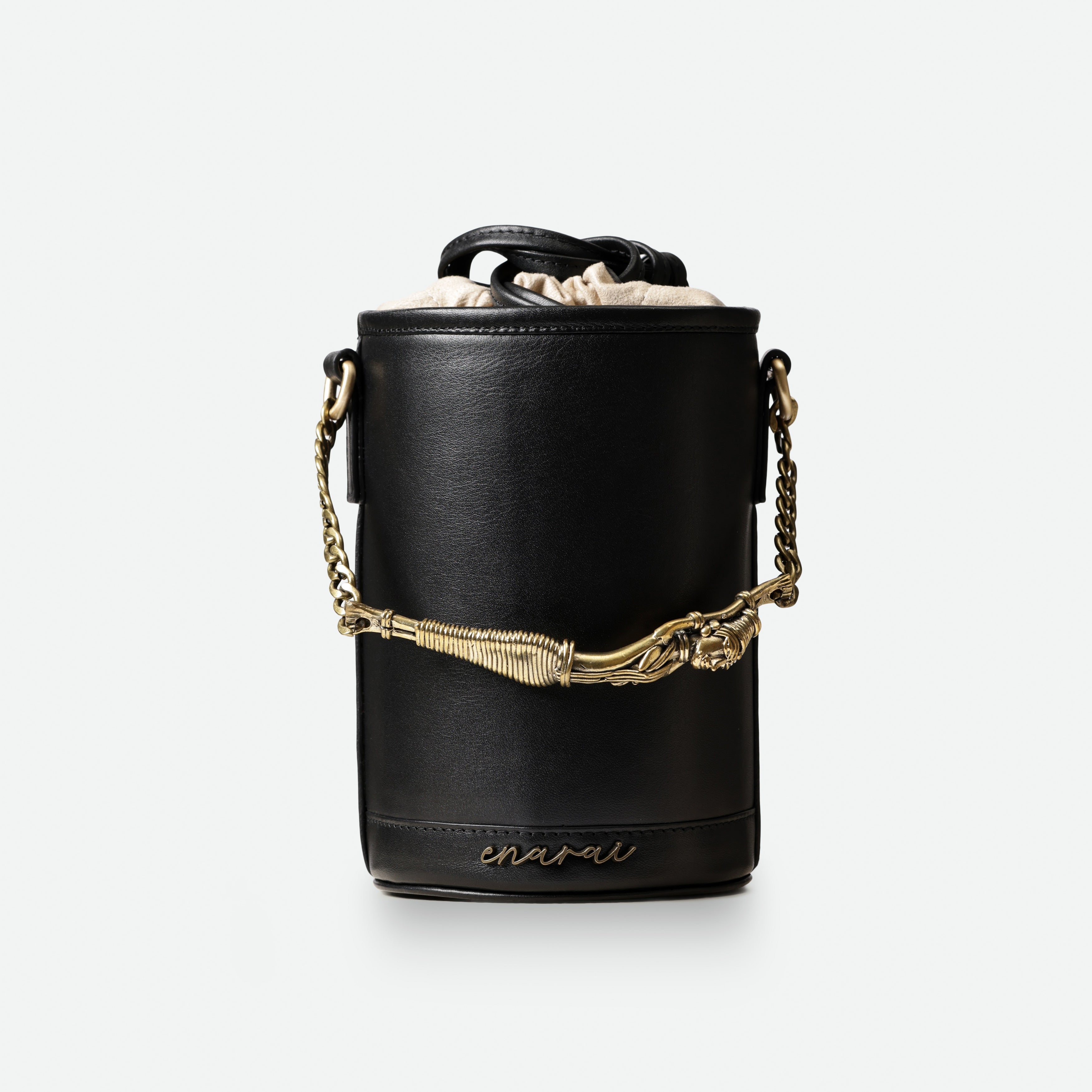 Handcrafted Dokra Leather Bucket Bag – Unique & Sustainable Design